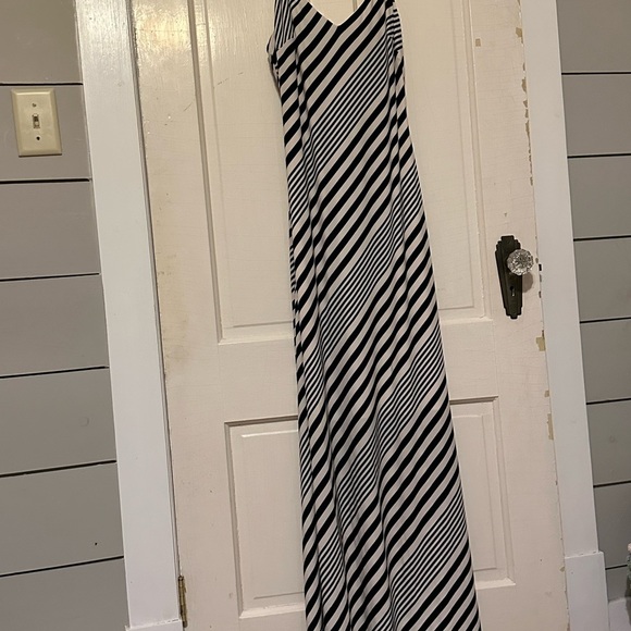 Ralph Lauren Elegant Black and White Dress sash stripe maxi - Picture 2 of 5